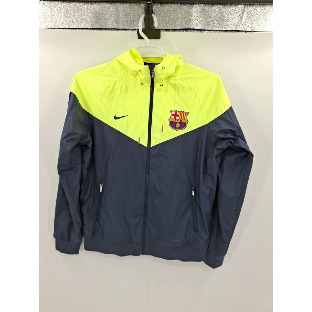Rare‎ FCB Nike Windrunner Jacket Glanz Nylon Medium Jacket Barcelona Green/Blue